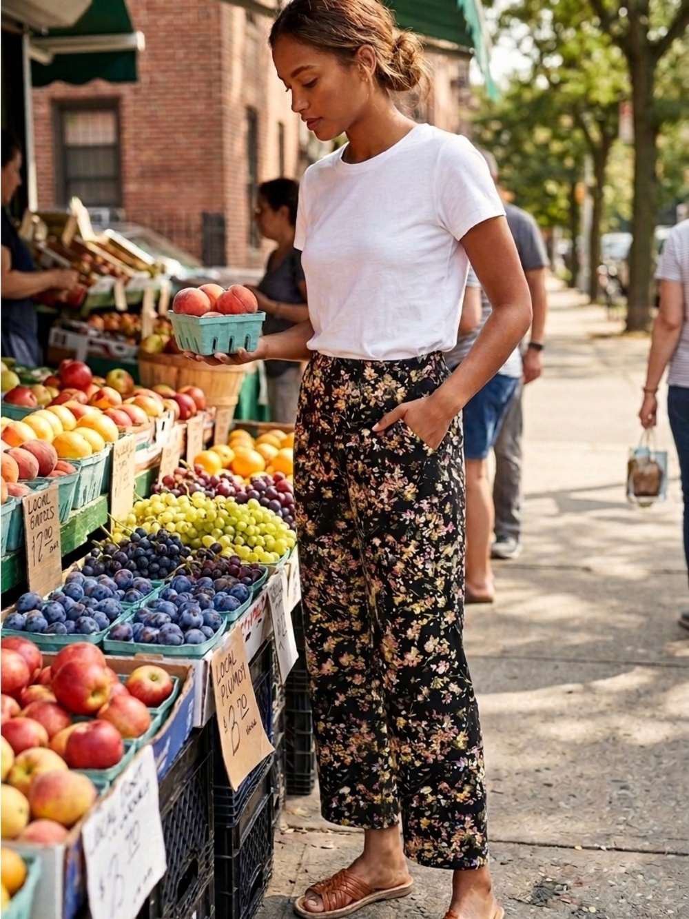 JESSICA SIMPSON Floral Print Boho Summer Pants with Pockets Large